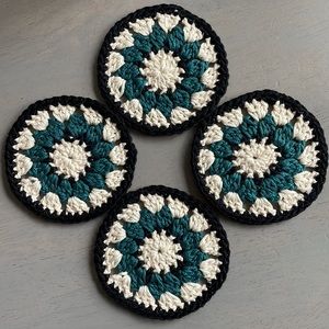 4 Crochet Coasters Hand Crafted - Set of 4 - 100% Cotton - Made by Seller